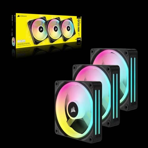 Kit de ventiladores CORSAIR PWM de 120 mm QX120 RGB x3 negro con iCUE Link