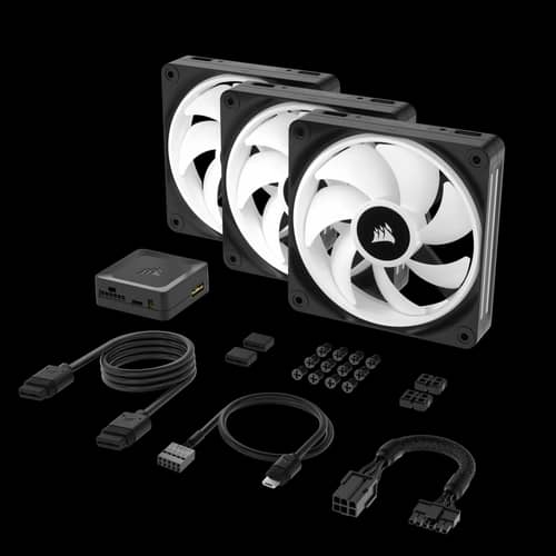 Kit de ventiladores CORSAIR PWM de 120 mm QX120 RGB x3 negro con iCUE Link