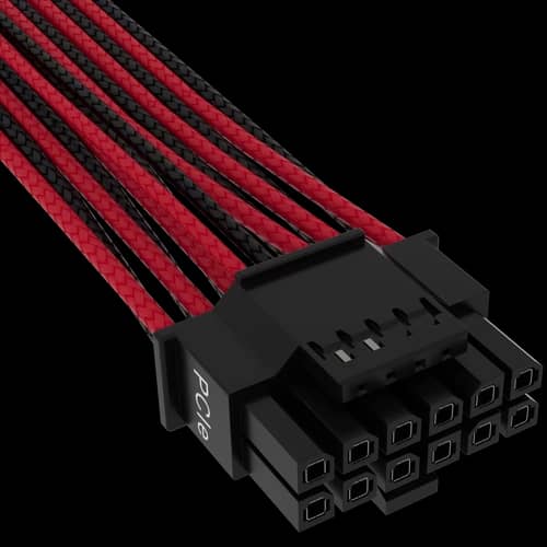 Cable con fundas individuales PCIe Gen 5 12V-2x6 de 600 W y 12 4 patillas con funda individual, Type 4, ROJO/NEGRO